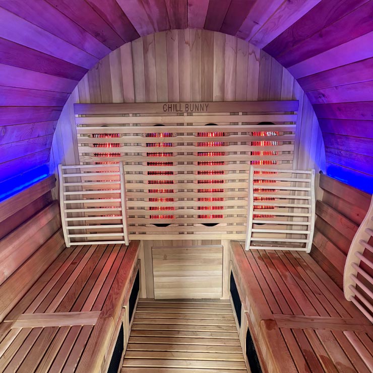 Infrared sauna on Fire & Ice recovery deck at Re-Creation Health Club Sorrento