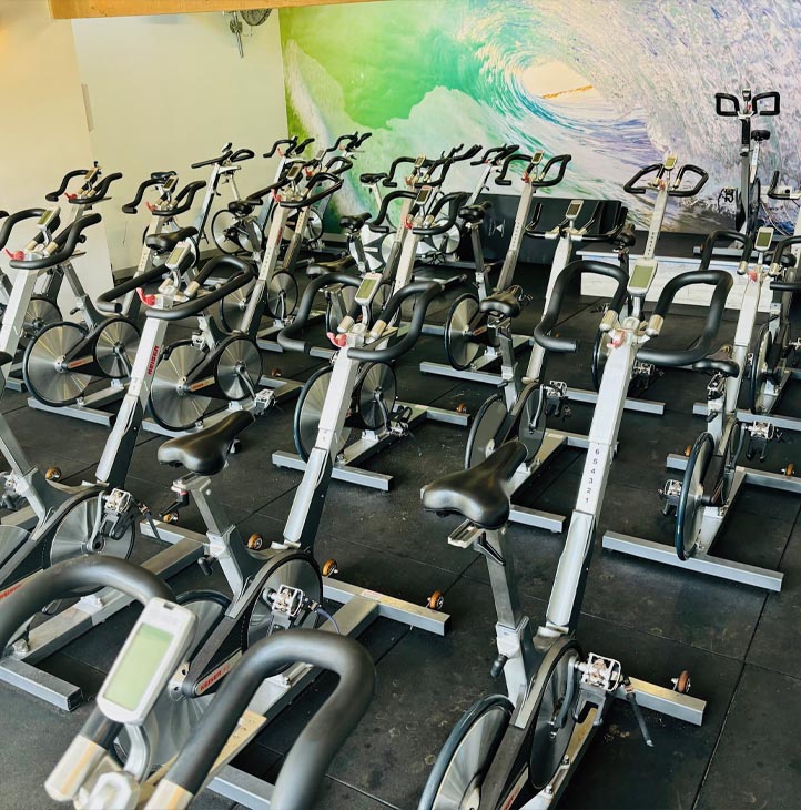 Outdoor and indoor spinning area at Re-Creation Health Club Sorrento