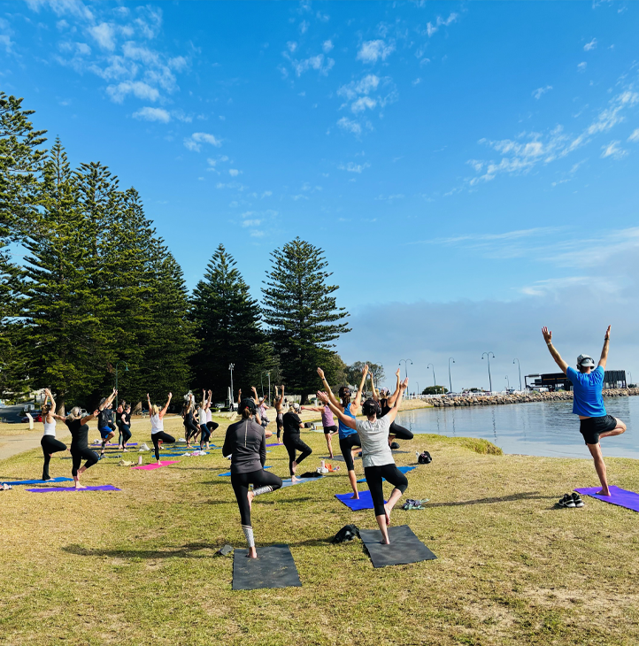 Summer Beach Yoga class at Re-Creation Health Club Sorrento